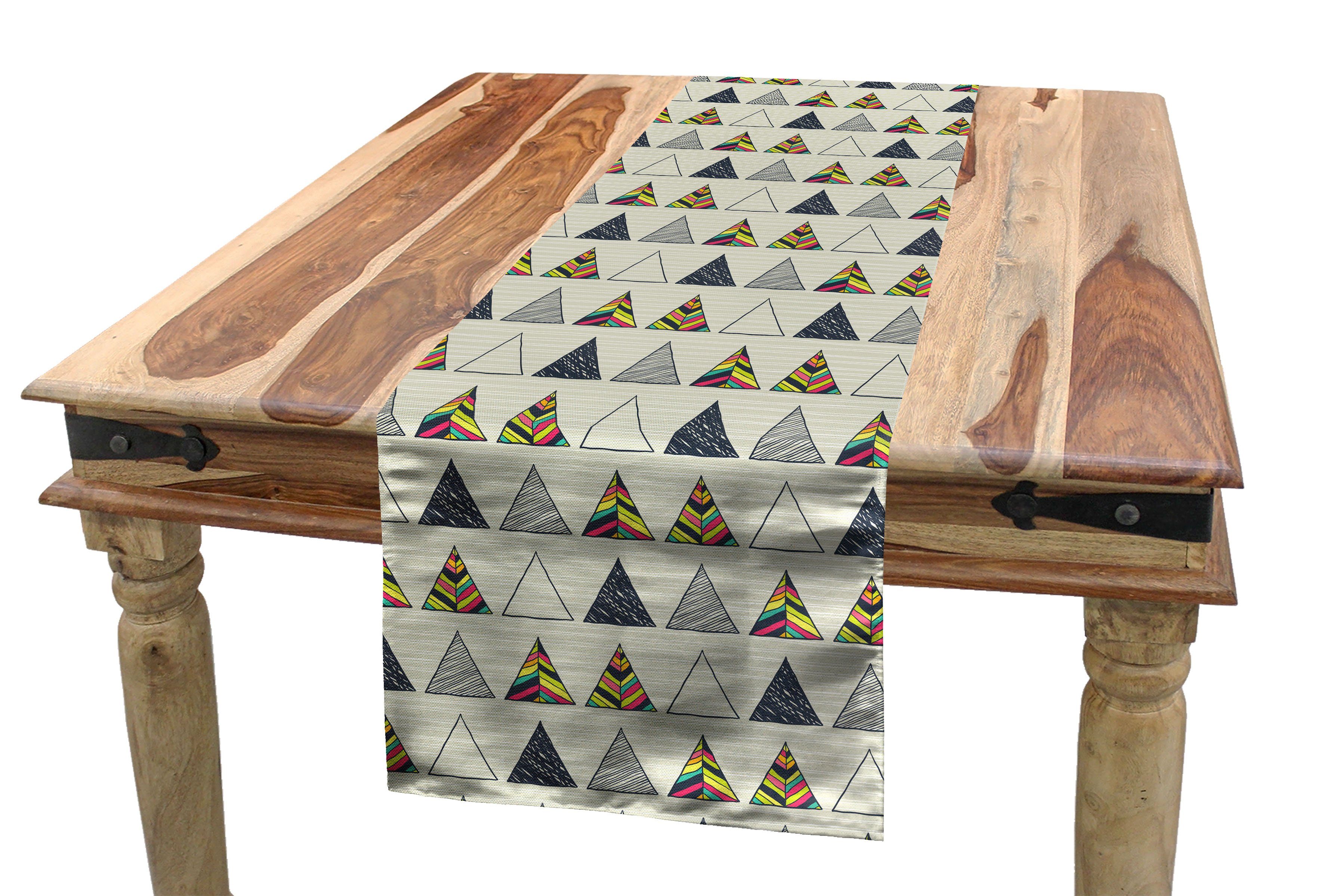 Abakuhaus Tischläufer Esszimmer Küche Rechteckiger Dekorativer Tischläufer, Geometrisch Abstrakt Dreieck