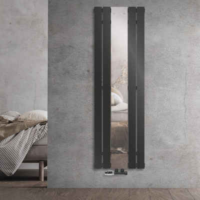 LuxeBath Heizkörper Zimmerheizkörper Pannelheizkörper Spiegelheizkörper, Anthrazit 450x1600mm Mittelanschluss