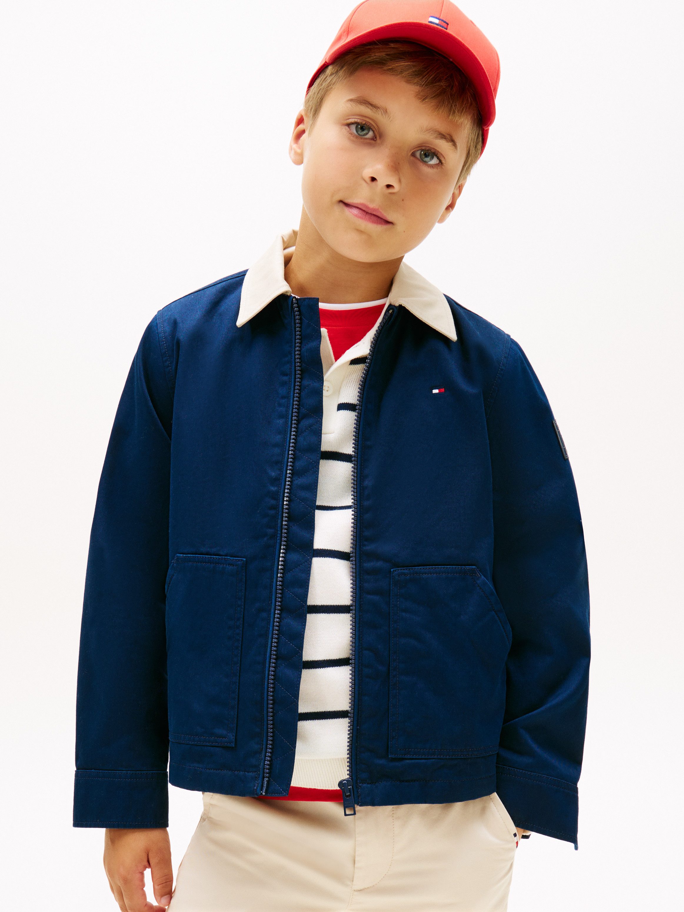 Tommy Hilfiger Hemdjacke CONTRAST COLLAR COTTON JACKET Kinder bis 16 Jahre, regular fit