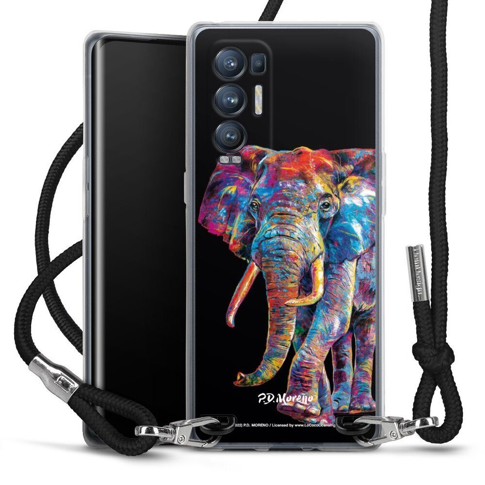 DeinDesign Handyhülle Elefant Tiere Design Elephant Art By P.D. Moreno, Oppo Find X3 Neo Handykette Hülle mit Band Case zum Umhängen