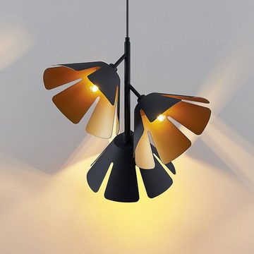 Lucande Hängeleuchte Jemmily, dimmbar, Leuchtmittel nicht inklusive, Design, Stahl, Aluminium, Schwarz, gold, 3 flammig, E14