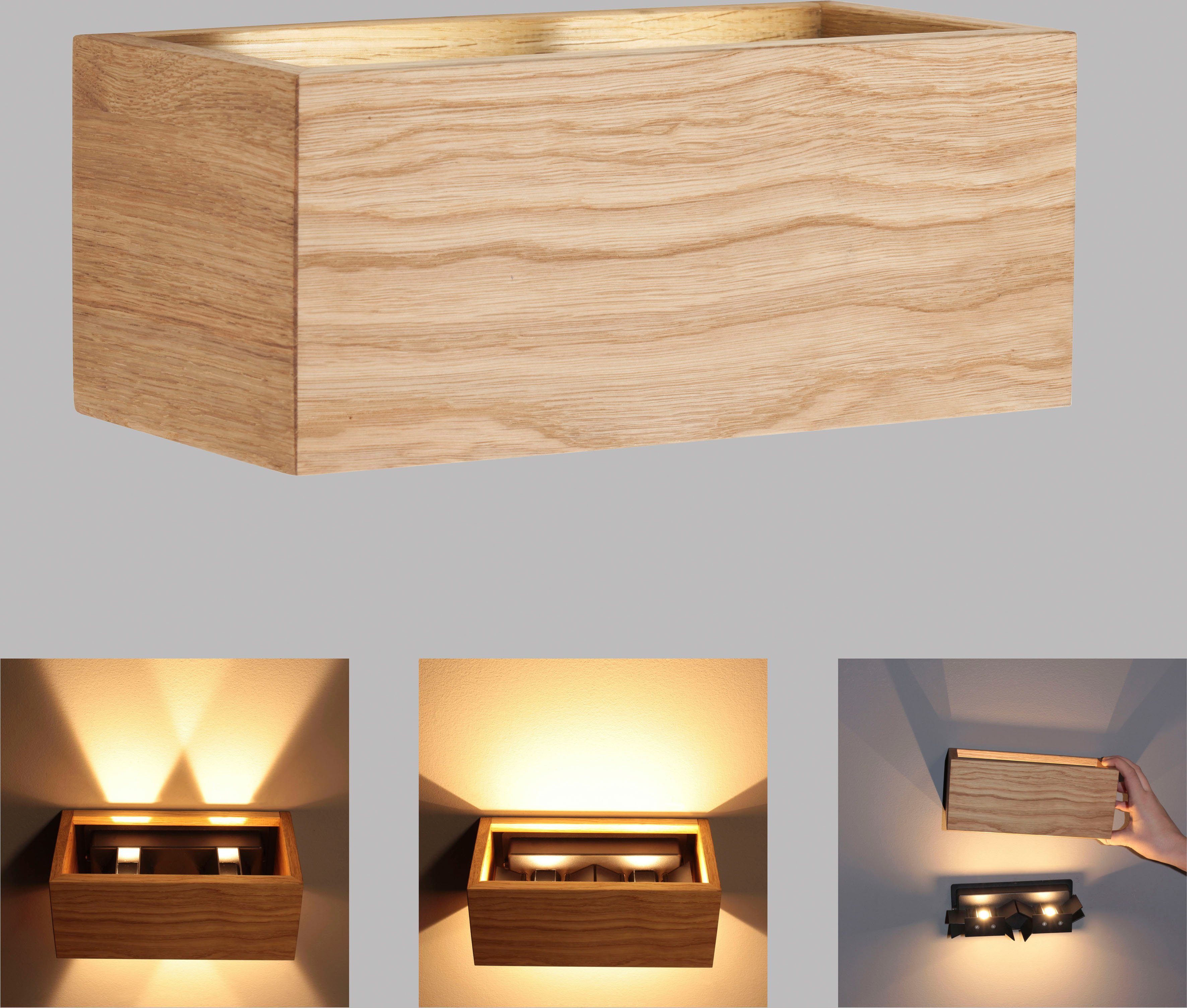 Wandleuchte FISCHER fest & integriert, Shine-Wood, HONSEL LED LED langlebige