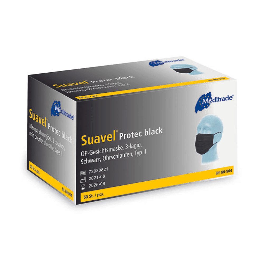 MediTrade Erste-Hilfe-Set Meditrade Suavel® Protec OP-Maske Schwarz - 50 Stück, Packung