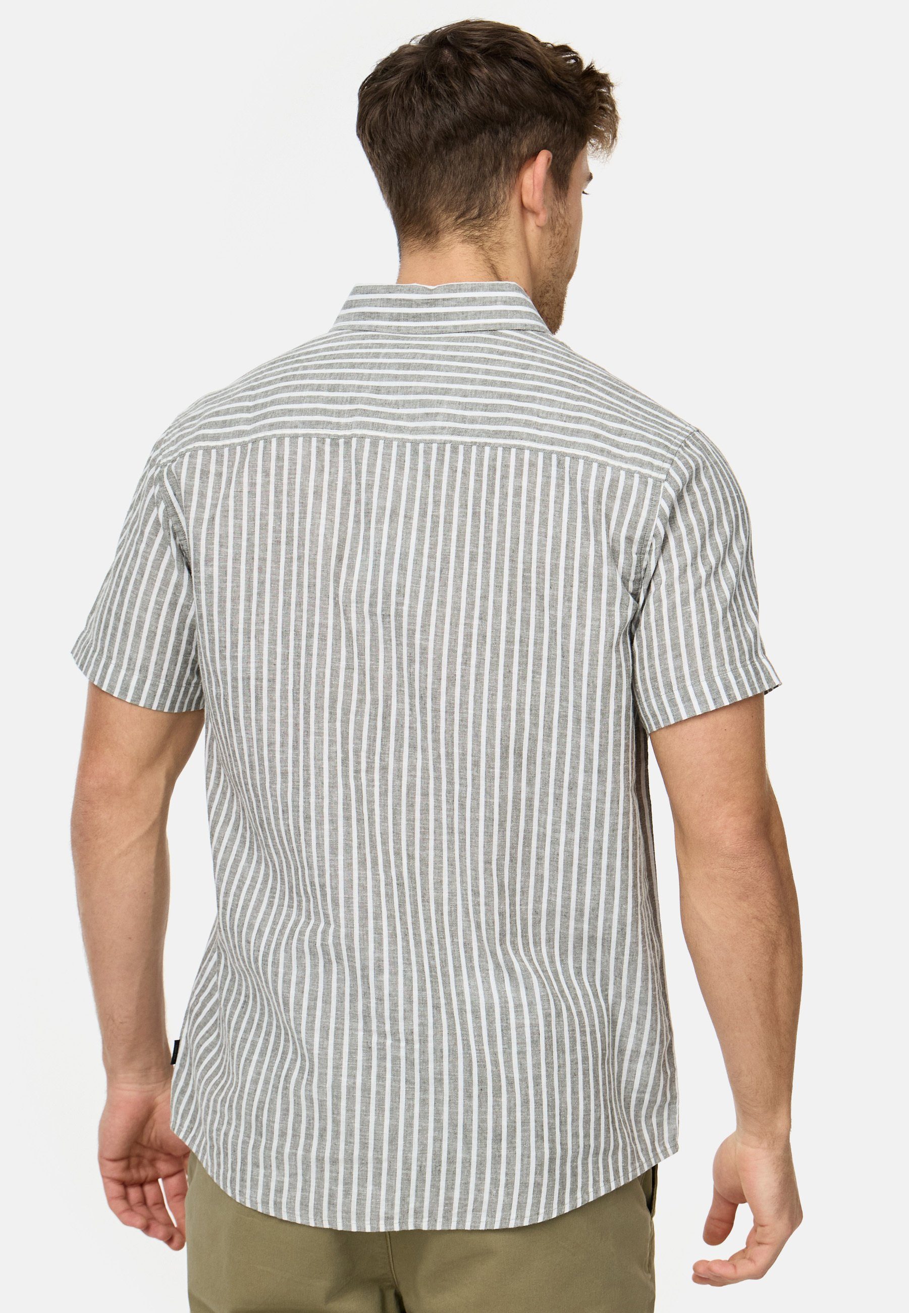 Indicode Kurzarmhemd Herren INBravida Herrenhemd Kurzarm aus einem leichtem Leinenmix, mit Button-Down-Kragen