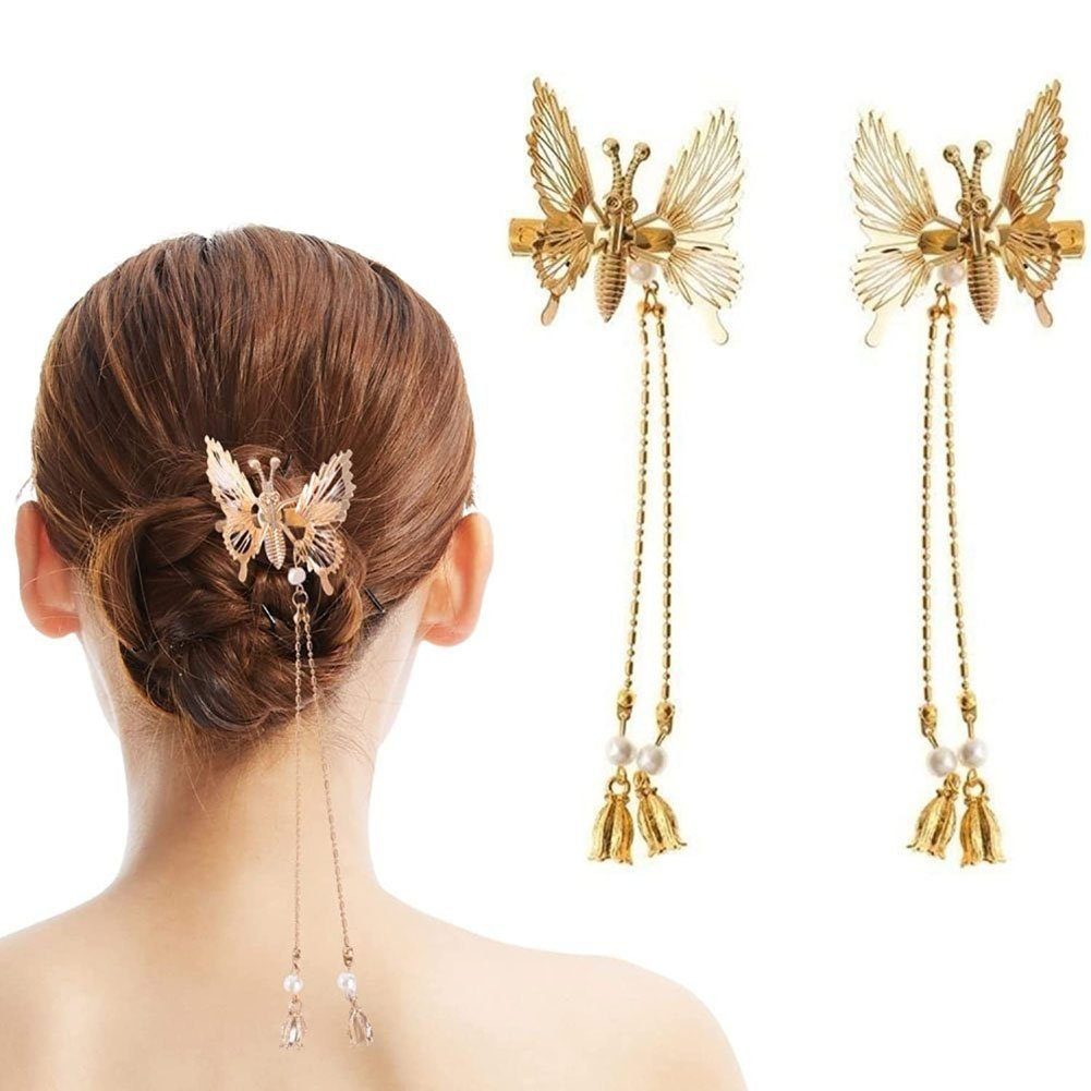GLAMO Haarspange Schmetterling Haarspange Beweglich 3D Glitzer Schnappen