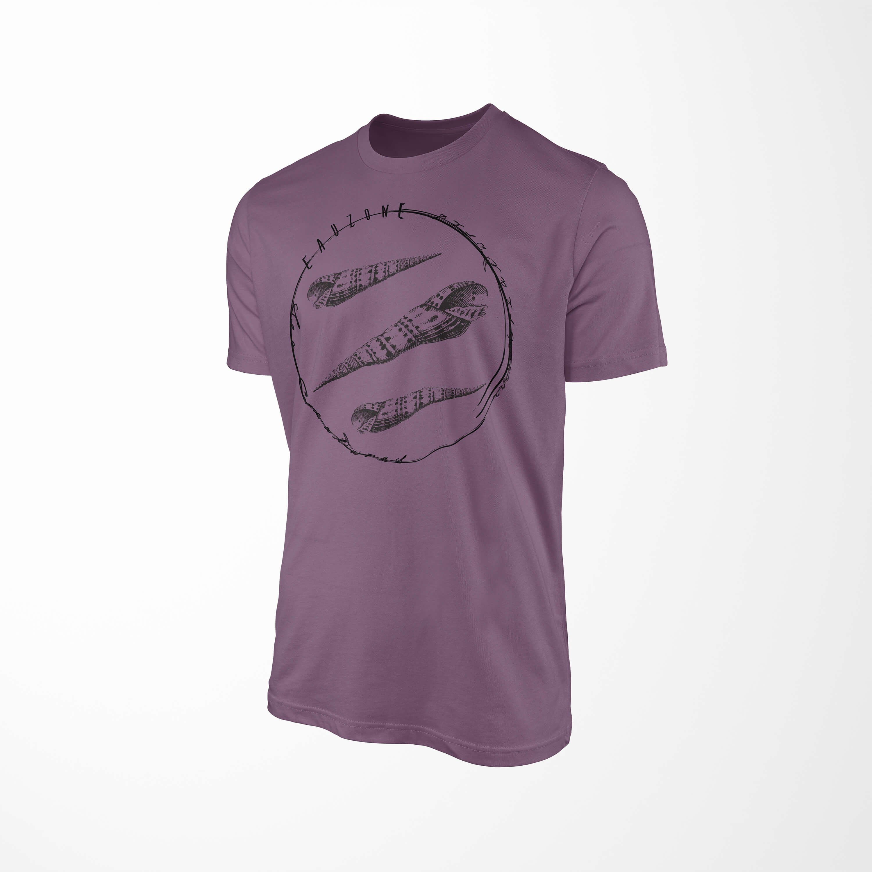 Sinus Art T-Shirt T-Shirt Serie: 075 feine - sportlicher Fische Schnitt Sea und Shiraz / Tiefsee Creatures, Struktur Sea