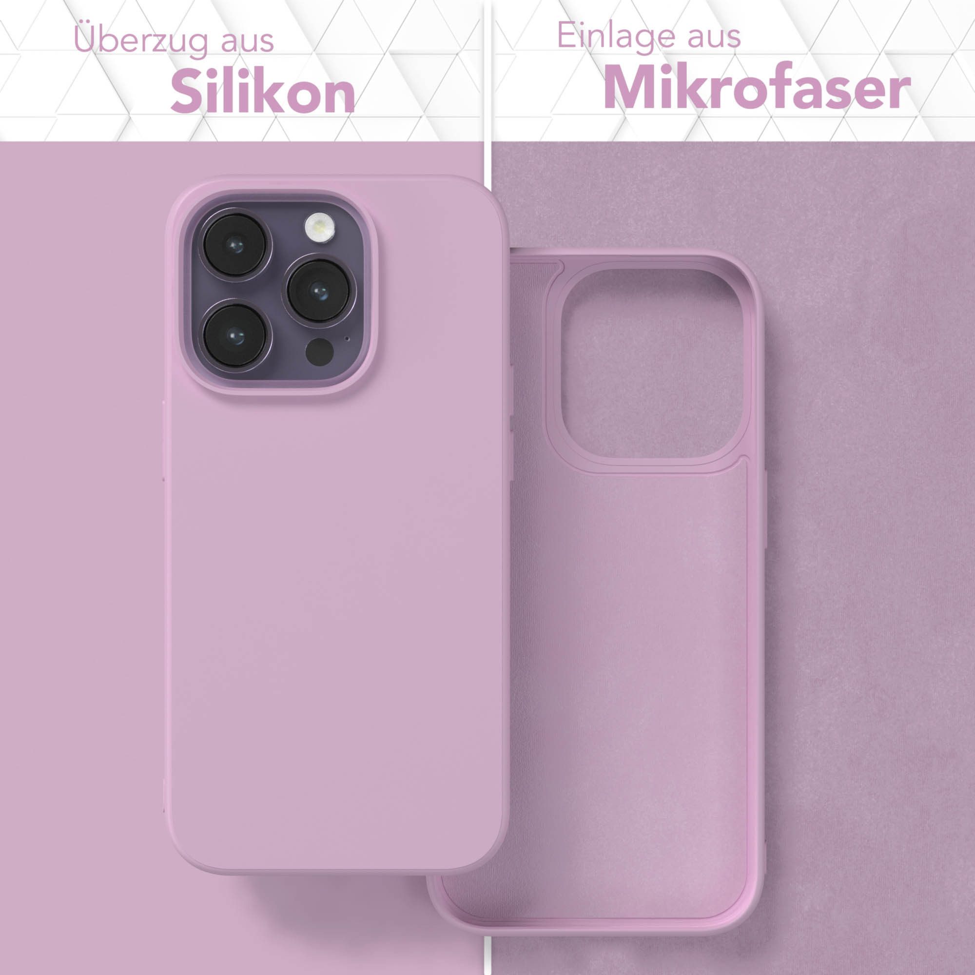 EAZY CASE Handyhülle für Apple iPhone 14 Pro Hülle Silikon 6,1 Zoll, Hülle mit Kameraschutz handycover Soft Smart Slimcover Lila / Flieder
