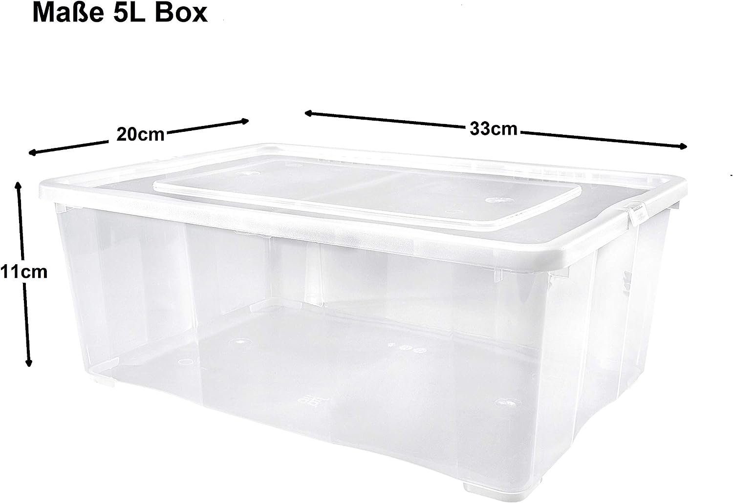 ALPFA Schuhbox 6 er Set je 5,0 Liter Klarsichtboxen Stapelboxen Kunststoffboxen (Spar-Set, 6 Boxen + 6 Deckel)