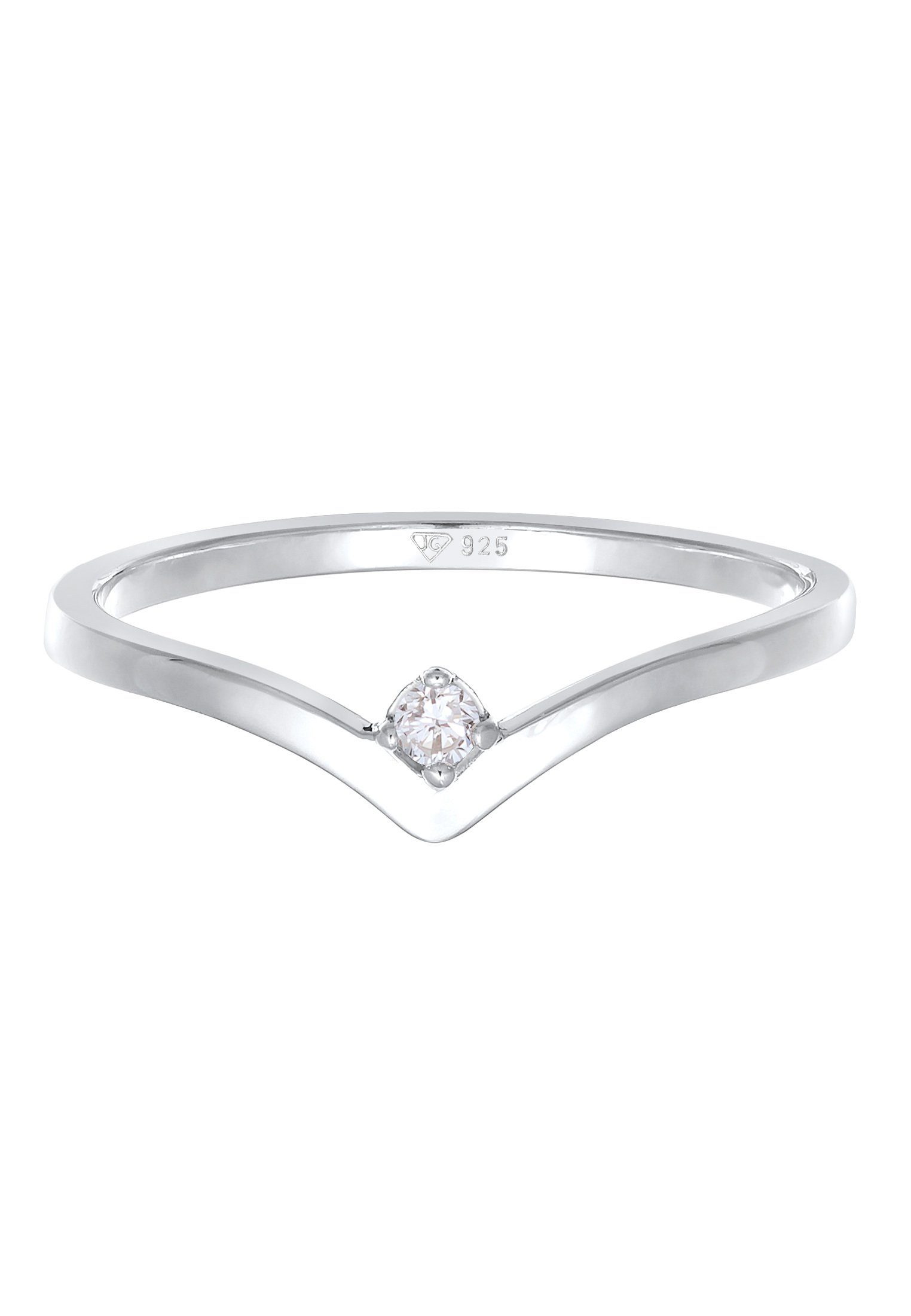 Elli DIAMONDS Diamantring Diamant (0.035) V-Form 925 Silber Stapelring