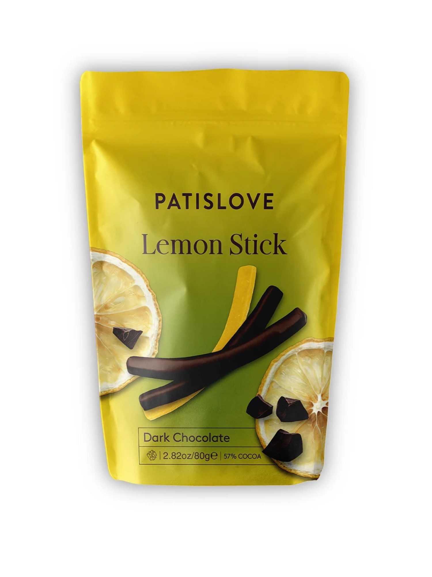PATISLOVE Schokolade Patislove Zartbitterschokolade Zitronen-Sticks, Schoko-Stäbchen, 80g, Ohne künstliche Farbstoffe, Spritzige Zitronenfüllung