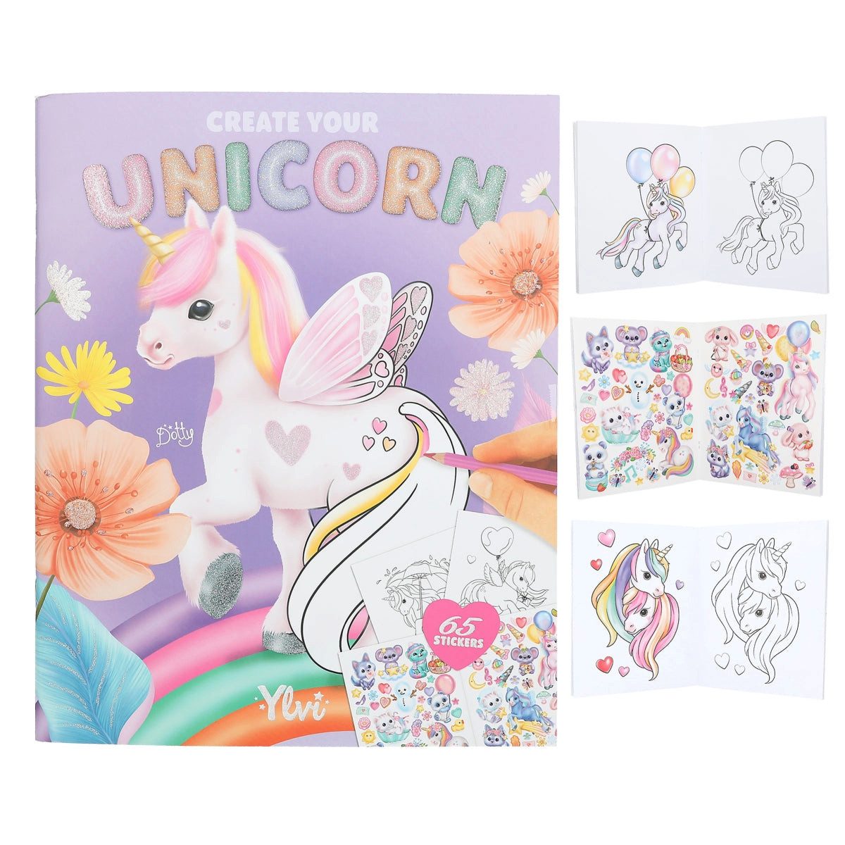 Depesche Stickerbuch Ylvi Create your Unicorn - Magisches Einhorn Malbuch für kreative Kind