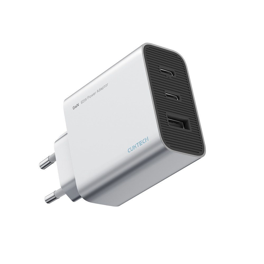 Cuktech GaN-Netzteil Mehrfachladegerät USB-Ladegerät (Spar-Set, 1-tlg., 5x3x3cm kompakt, 65W GaN, 3 Anschlüsse, kompakt, 160g)
