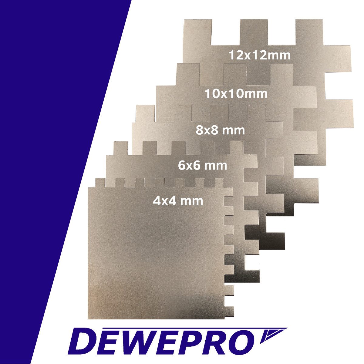 DEWEPRO Zahnkelle DEWEPRO 3K Zahnkelle 6x6 mm Edelstahl 270x130mm, 3-Komponenten-Griff