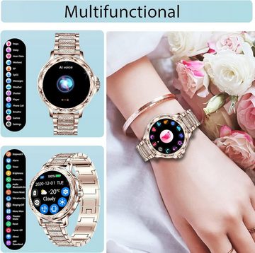 MiGuoLeyu Smartwatch (1,2 Zoll, Android, iOS), Damen mit Telefonfunktion, 1,2" Fitnessuhr Damen mit Schlafmonitor