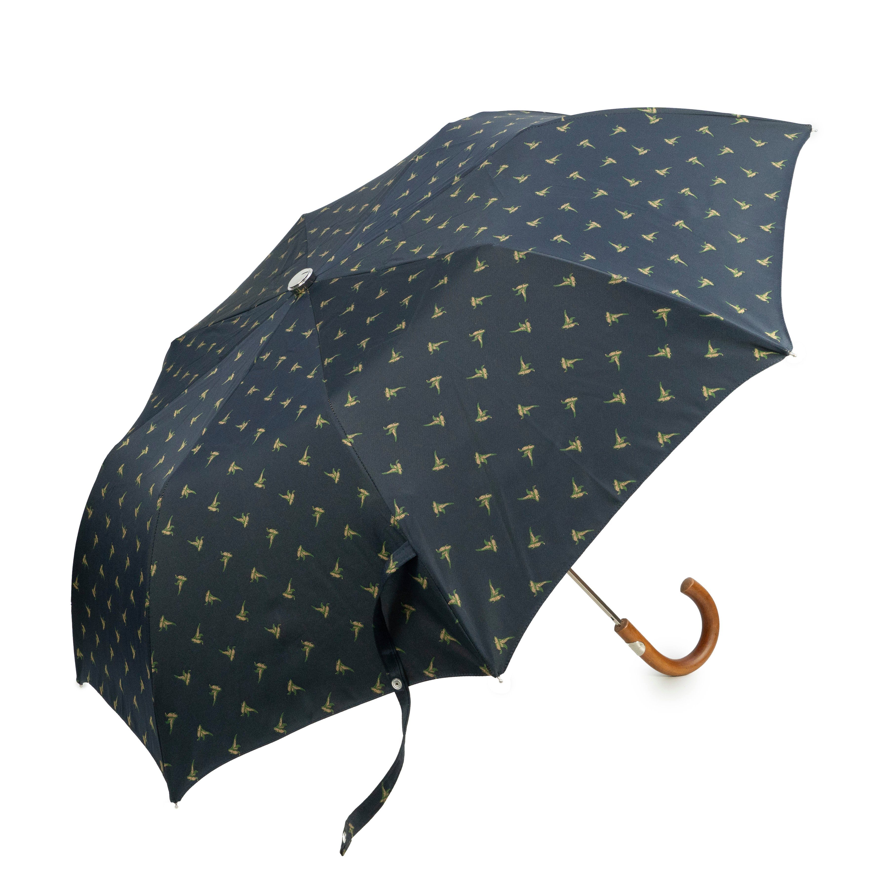 Francesco Maglia Taschenregenschirm, Luxus-Regenschirm, schwarz, Handmade in Italy
