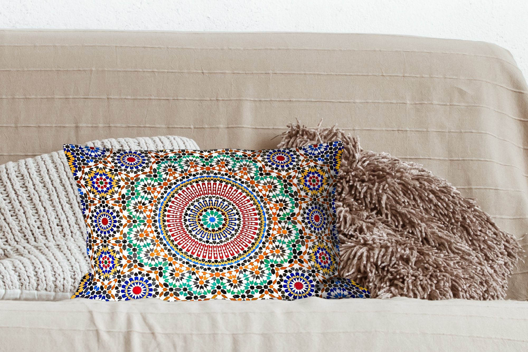 Zierkissen, Dekoration, Schlafzimmer von marokkanischen MuchoWow Ansicht mit Dekokissen Mosaiks eines Dekokissen Füllung, oben, Wohzimmer