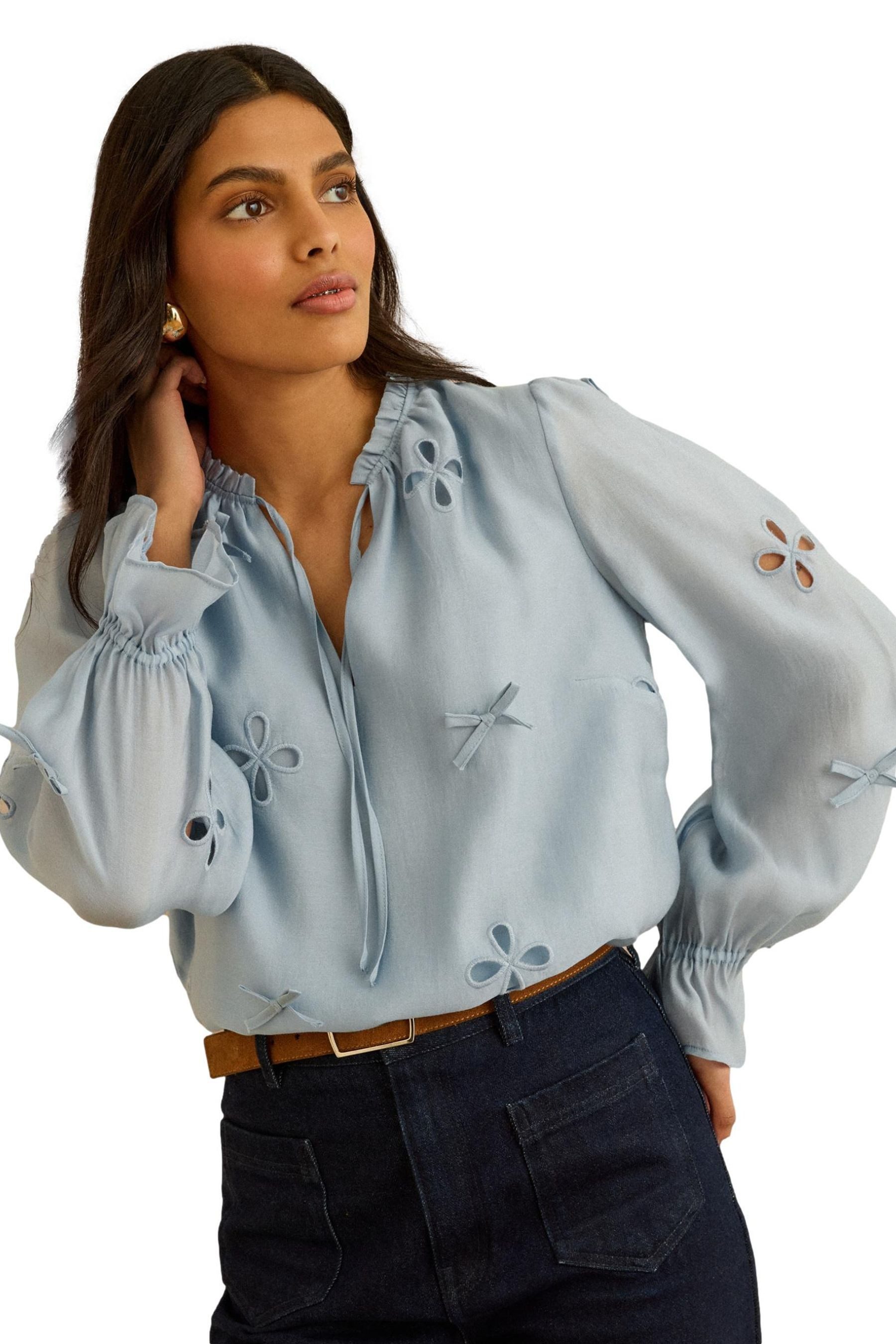 Love & Roses Langarmbluse Love & Roses Bluse mit 3D-Schleife, Regular (1-tlg)