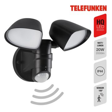 Telefunken LED Außen-Wandleuchte 304605TF, LED fest verbaut, Neutralweiß, Außenleuchte Sensor IP44 4000K 2000lm 20W 25,8x21,8x16cm