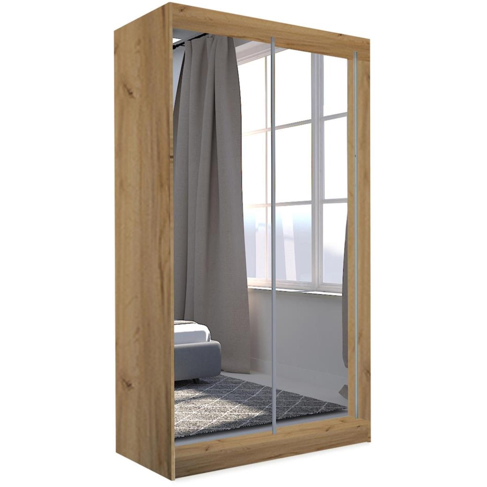 Beautysofa Schiebetürenschrank DEBRA II mit Schubladen, Spiegeln und Kleiderstange