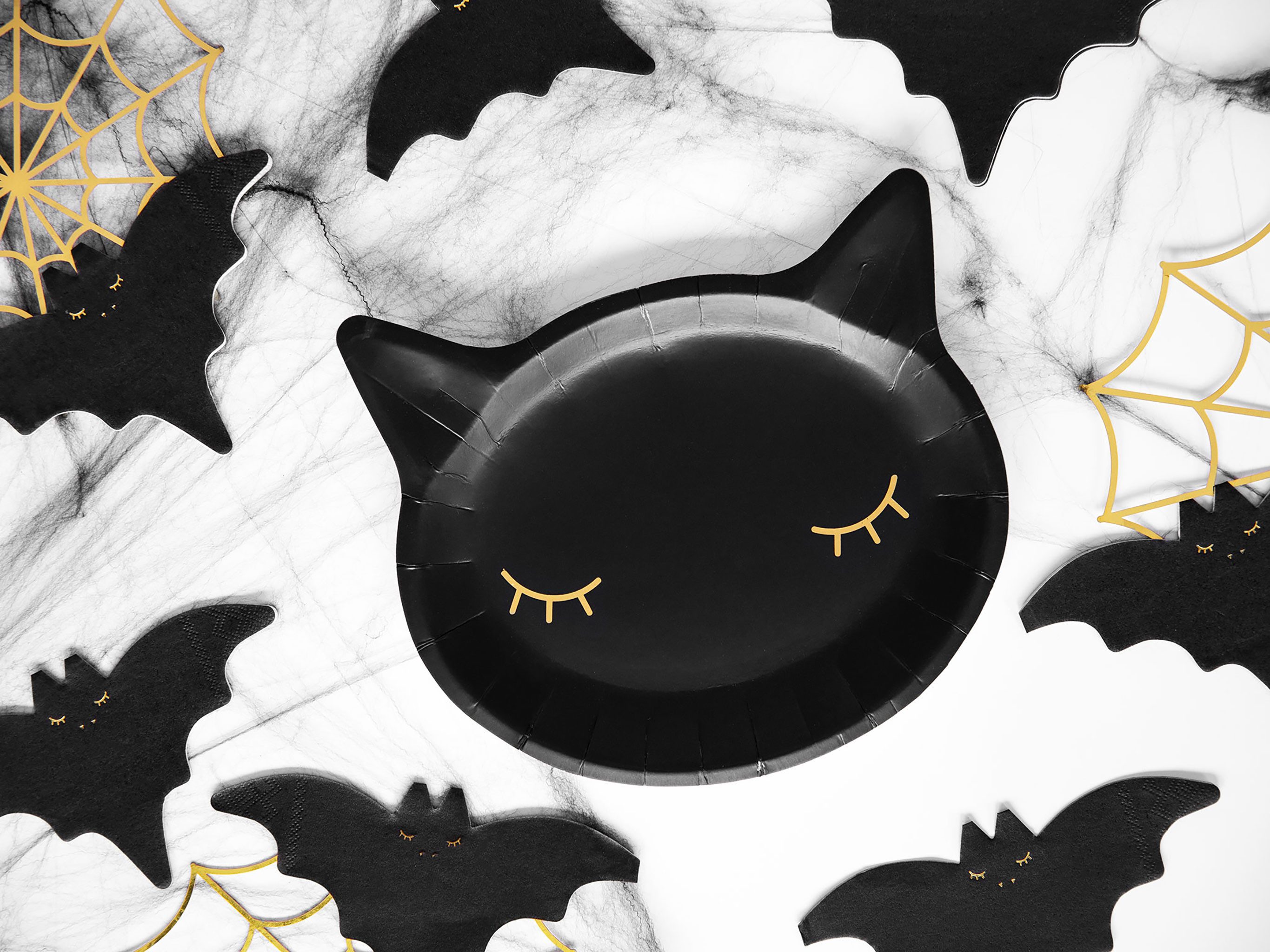 partydeco Papierserviette, Servietten Fledermaus 16x9cm 20 Stück Schwarz / Gold