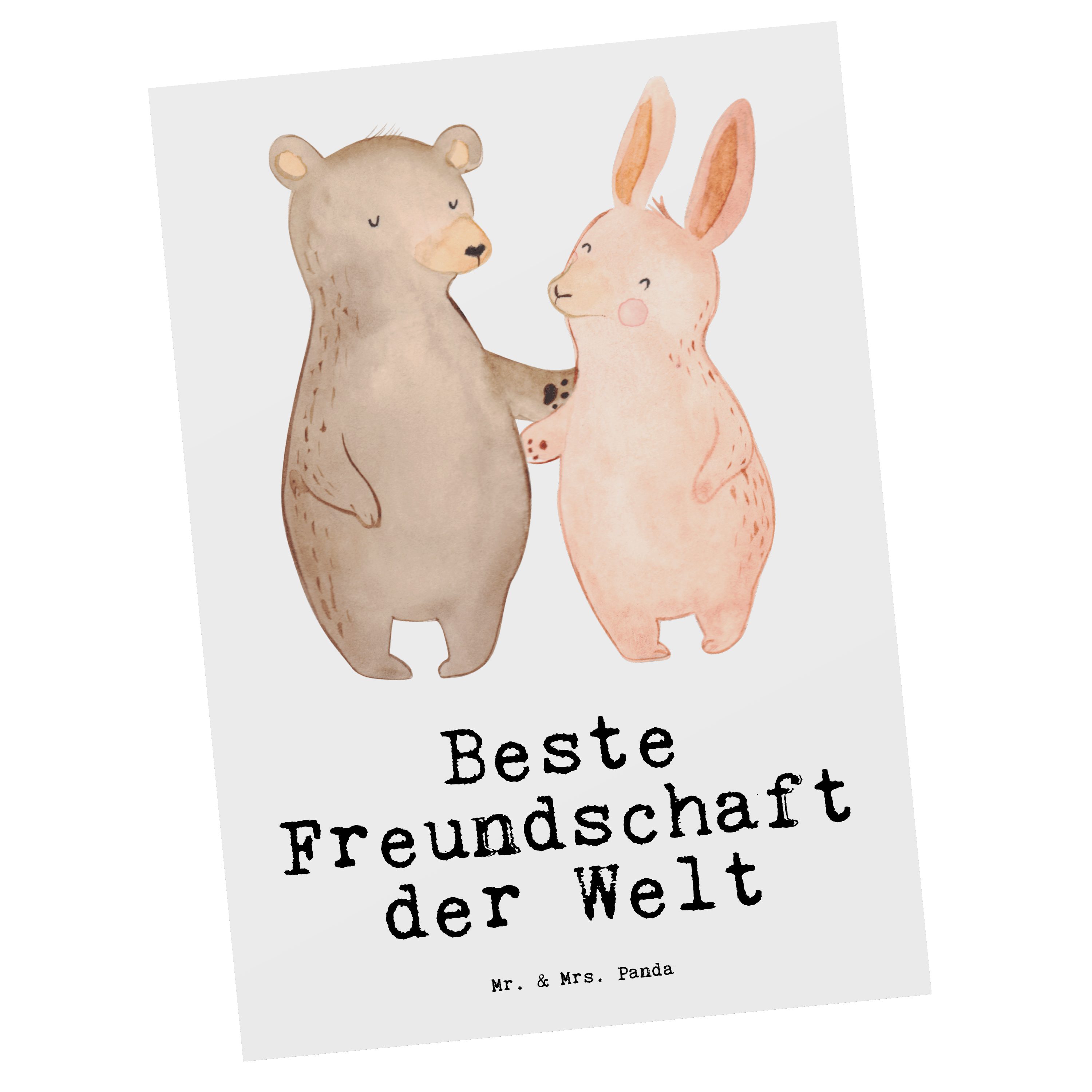 Mr. & Mrs. Panda Postkarte Hase Beste Freundschaft der Welt - Weiß - Geschenk, bae, Bedanken, Ei
