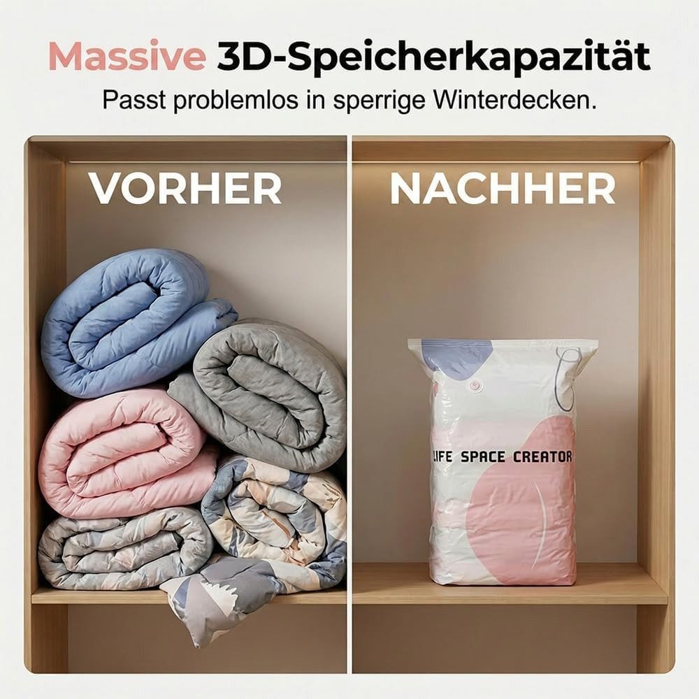 FELIXLEO Kleidersack 3er Vakuumbeutel Für Bettdecken Kleidung Kissen 100x80x30cm (12 St) – Bild 4 von 5