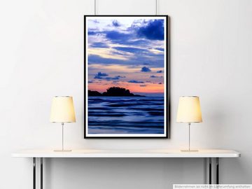 Sinus Art Poster Dunkelblau oranger Himmel über dem Meer 60x90cm Poster