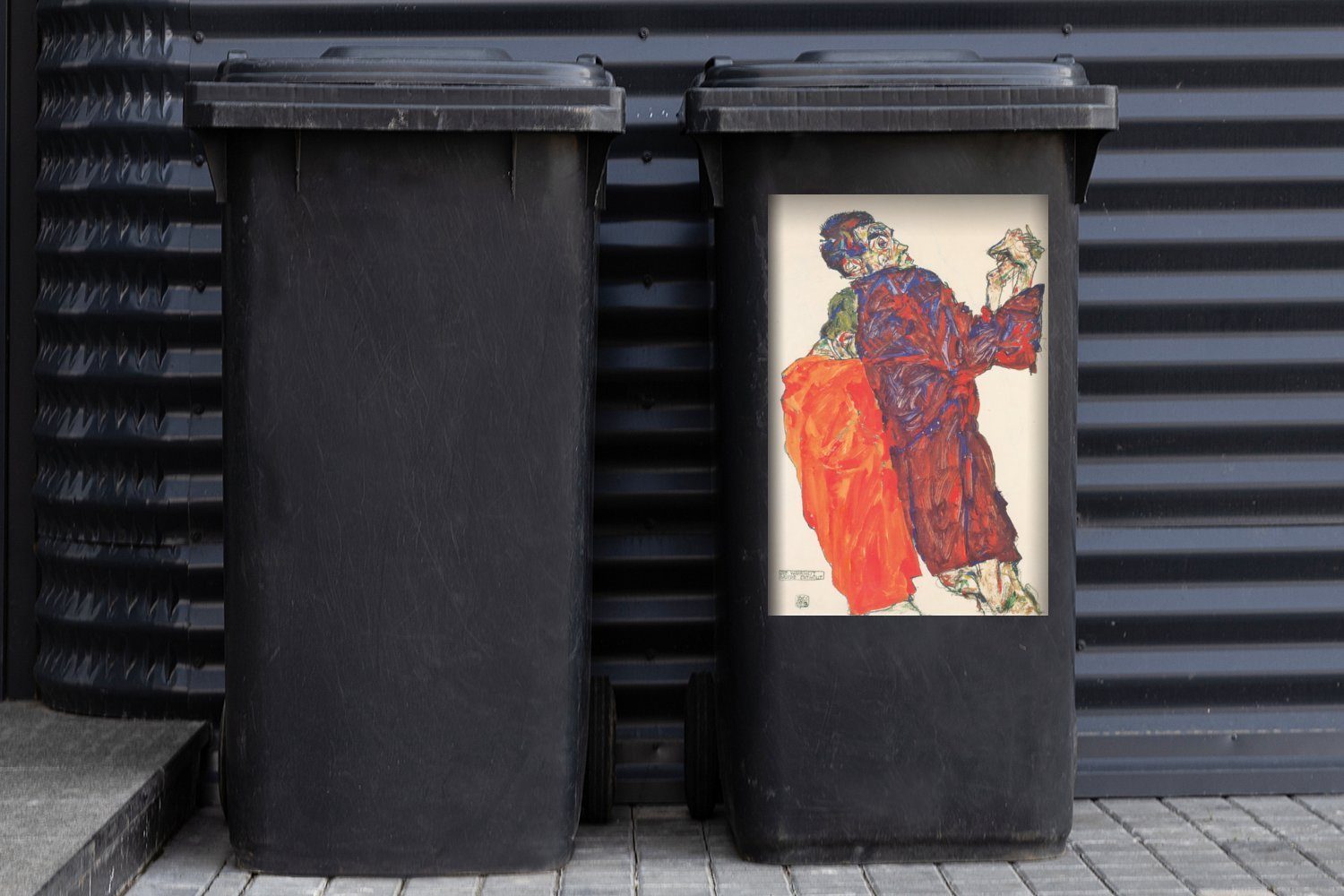 Schiele Mülltonne, - Container, Wandsticker Abfalbehälter wurde enthüllt (1 Sticker, Mülleimer-aufkleber, MuchoWow St), Egon Die Wahrheit