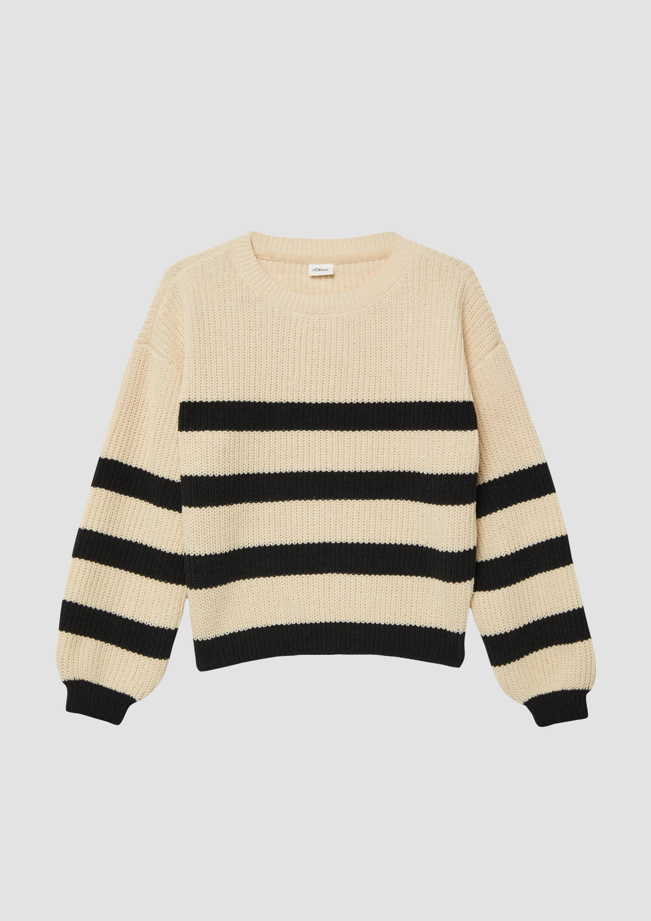 s.Oliver Longpullover Strickpullover Gestreifter Chenille Pullover im Loose Fit