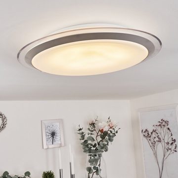 hofstein Deckenleuchte »Loana« Deckenlampe aus Metall/Kunststoff in Silberfarben/Weiß/Klar, 3000 Kelvin, runde Leuchte, Ø42cm, 2500 Lumen, 1xLED 24 Watt (inklusive)