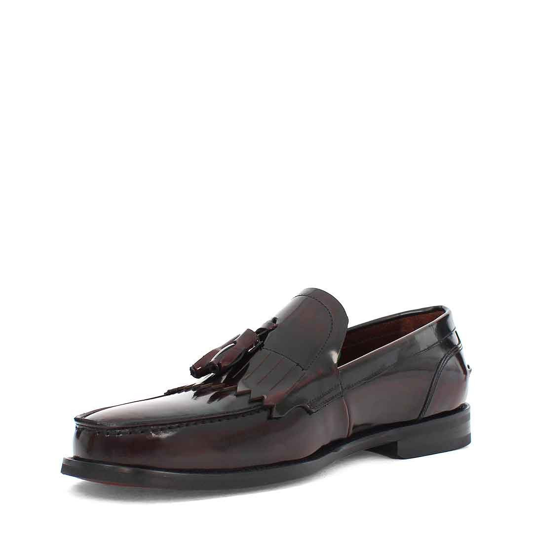 Celal Gültekin Hochglanz Business Blockabsatz Quasten Herren Loafer Glattleder Hochglanz, Quasten & Fransen, Bordeaux, 41