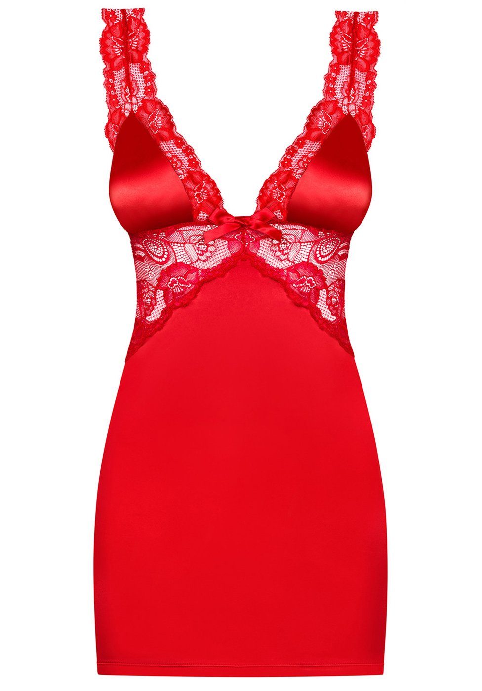 Obsessive Negligé Negligé mit String Nachthemd - rot (2-tlg) Satin