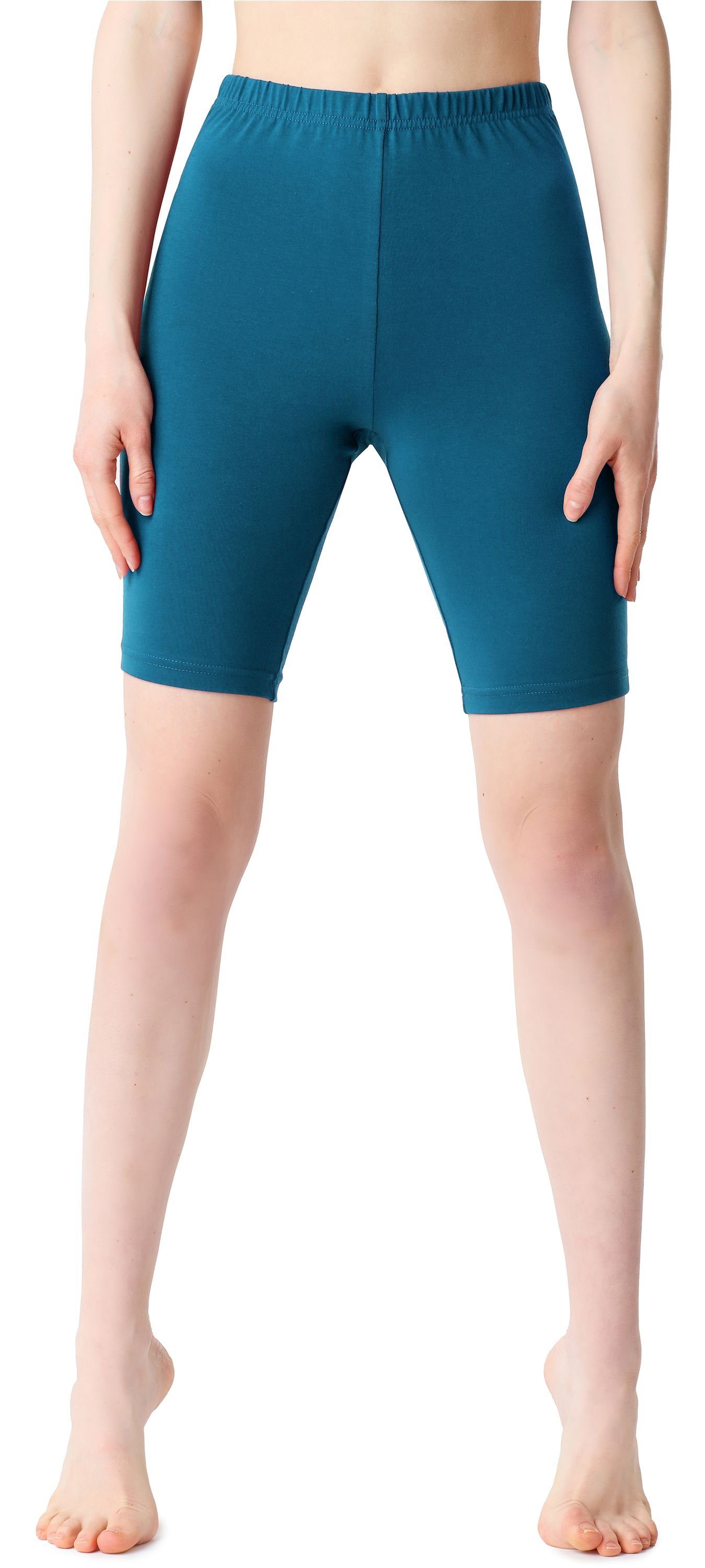 elastischer aus Bund Damen Baumwolle Leggings (1-tlg) Kurze Bellivalini Leggings BLV50-200 Smaragdgrün