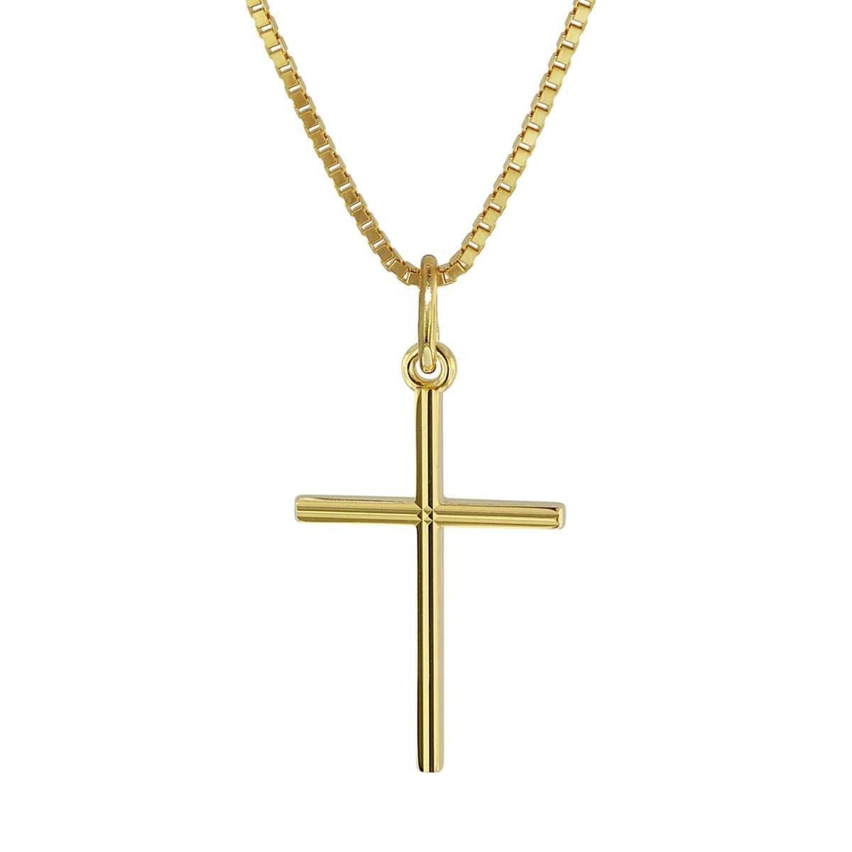 trendor Kreuzkette 08496, Kreuz-Anhänger Gold 333 mit goldplattierter