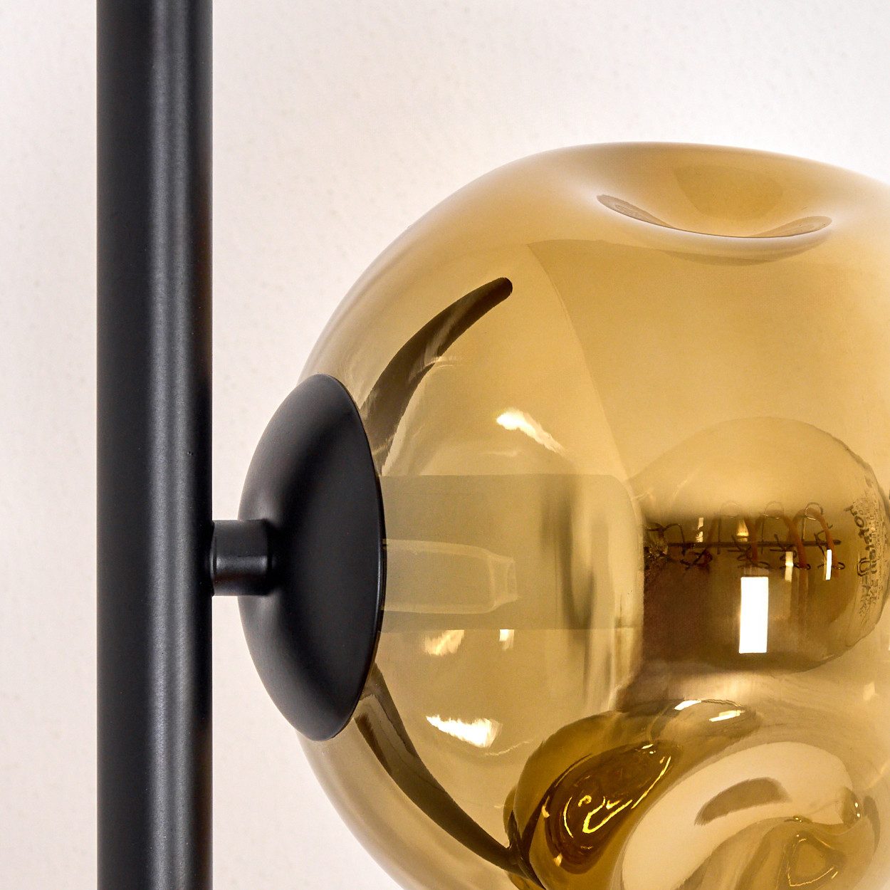 hofstein Stehlampe Stehlampe aus Metall/Glas in Schwarz/Gold/Klar, Retro/Vintage-Design, ohne Leuchtmittel, moderne Stehleuchte, Ø Schirme 15 cm, Fußschalter, 160 cm, E14