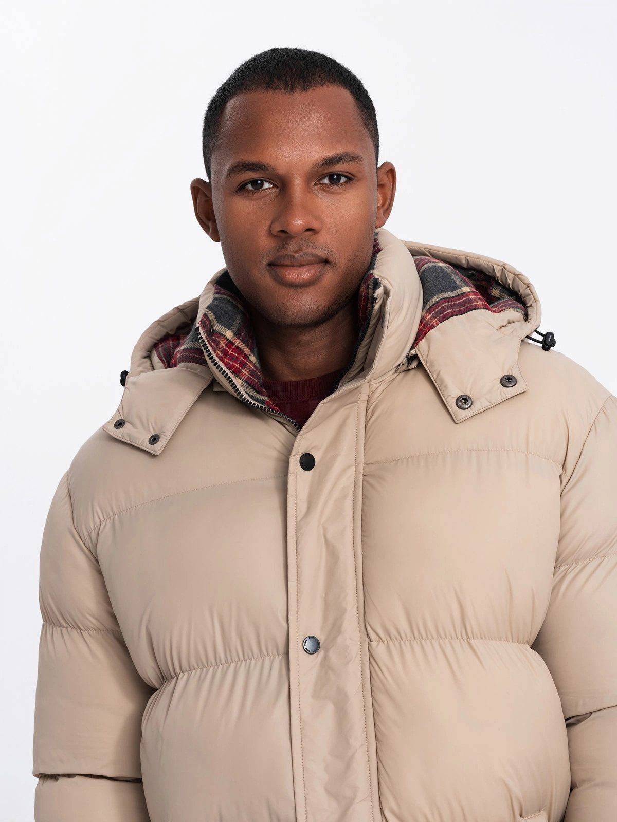 OMBRE Winterjacke Pufferjacke mit Karofutter