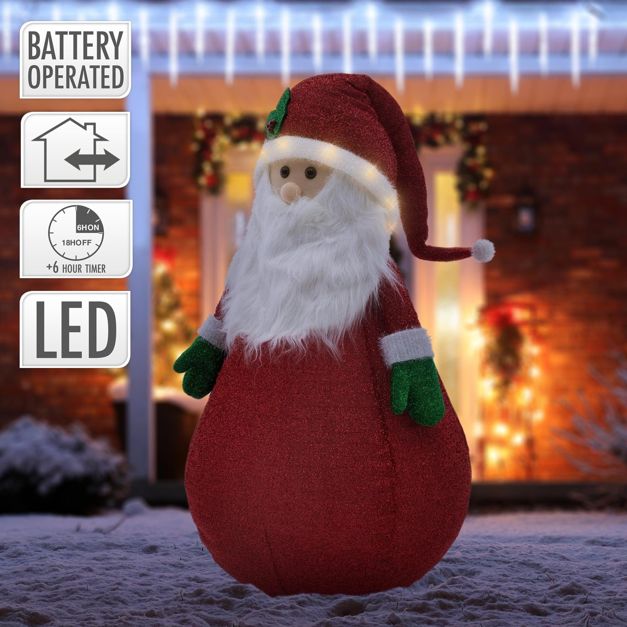 ECD Germany Weihnachtsmann LED XXL Figur Beleuchtete Gartenfigur Dekofigur Weihnachtsdekoration