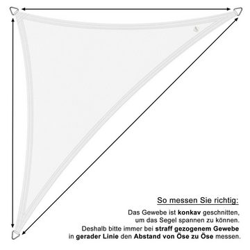 bonsport Sonnensegel Sonnensegel Dreieck 90° gleichschenklig, HDPE, (Dreieck rechtwinklig 2,5x2,5x3,5m Terra), HDPE