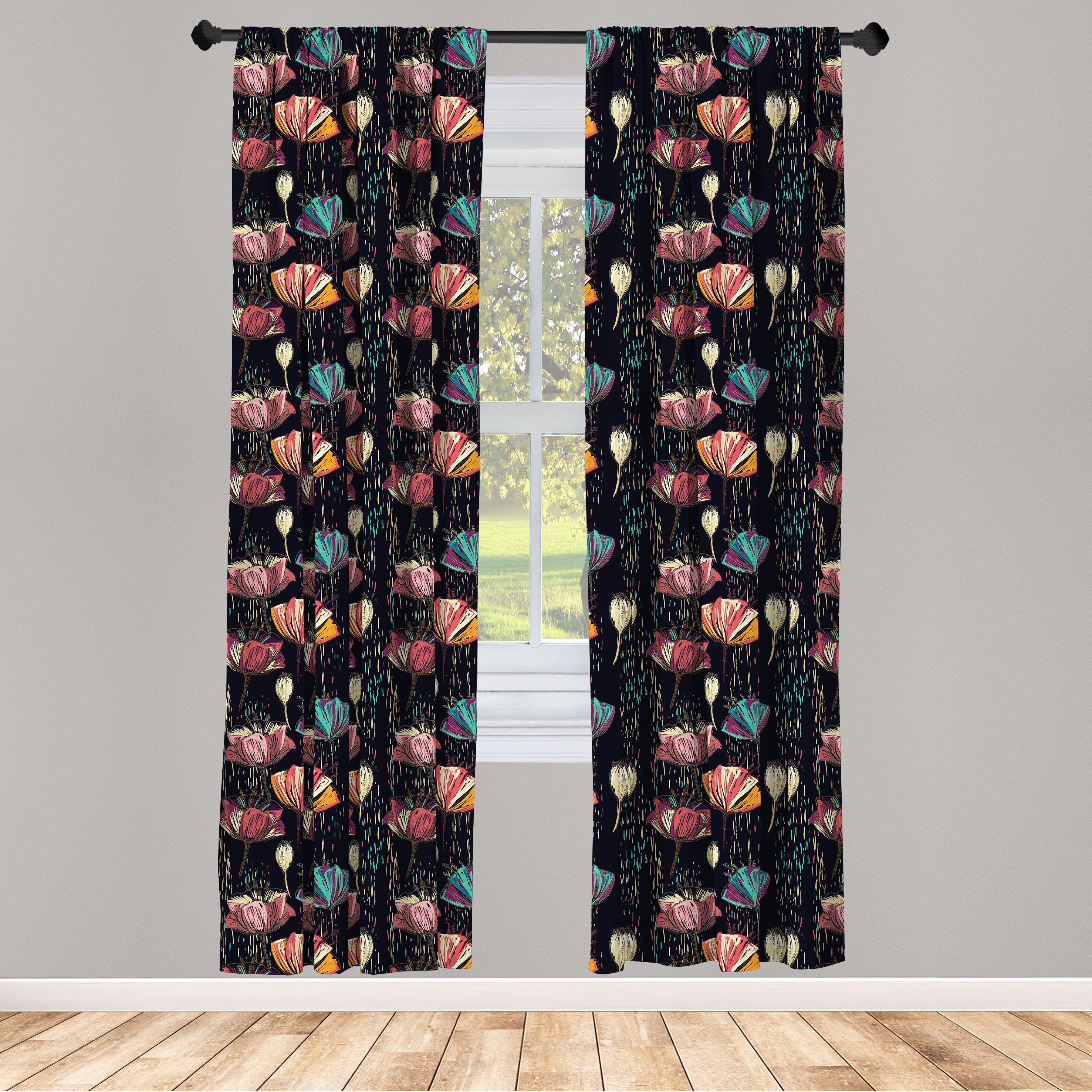 Dekor, Tulpen Fantasie Vorhang für Bunte Abakuhaus, Schlafzimmer Gardine Wohnzimmer Microfaser, Tulpen