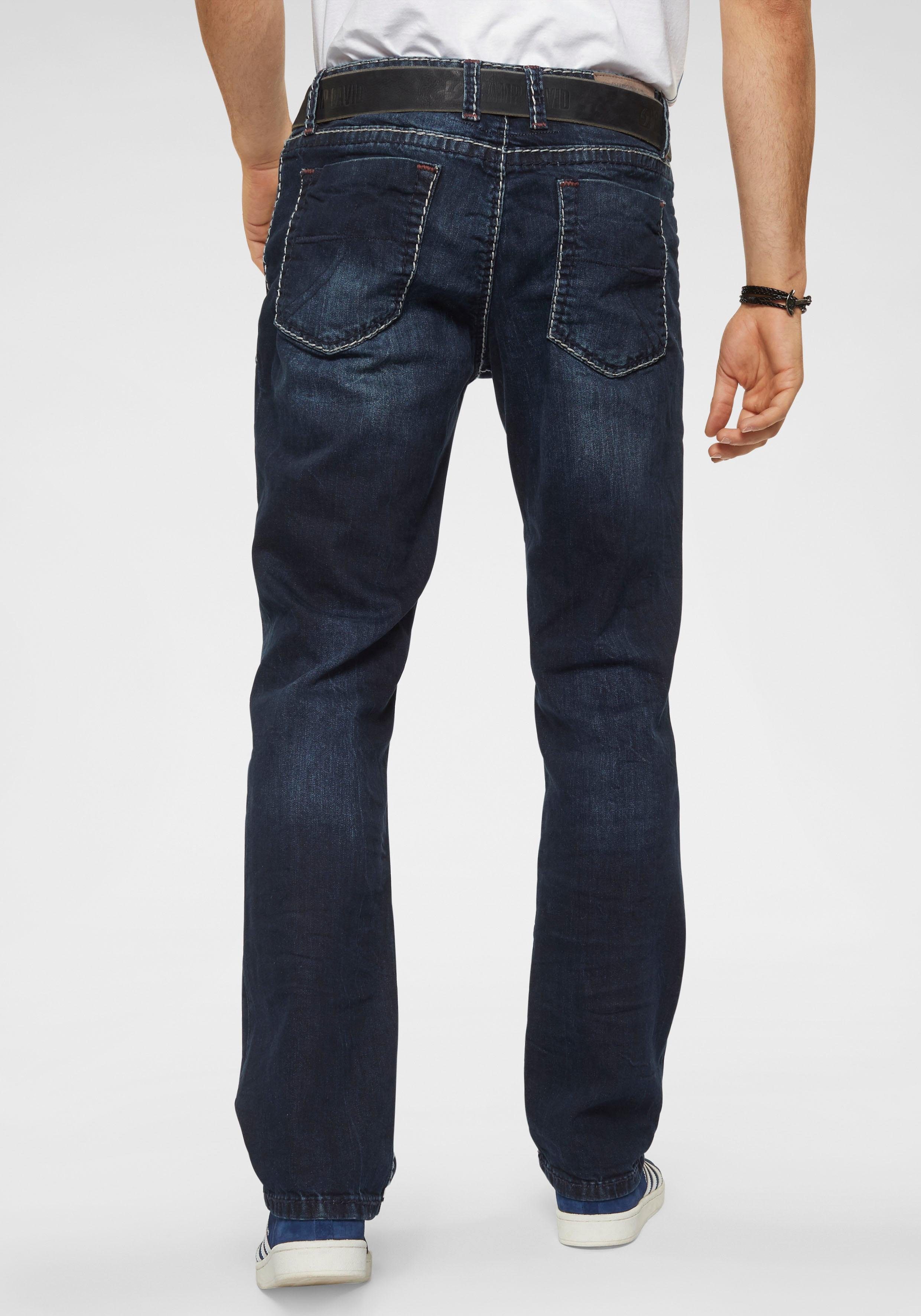 Straight-Jeans markanten mit Steppnähten dark-used NI:CO:R611 CAMP DAVID