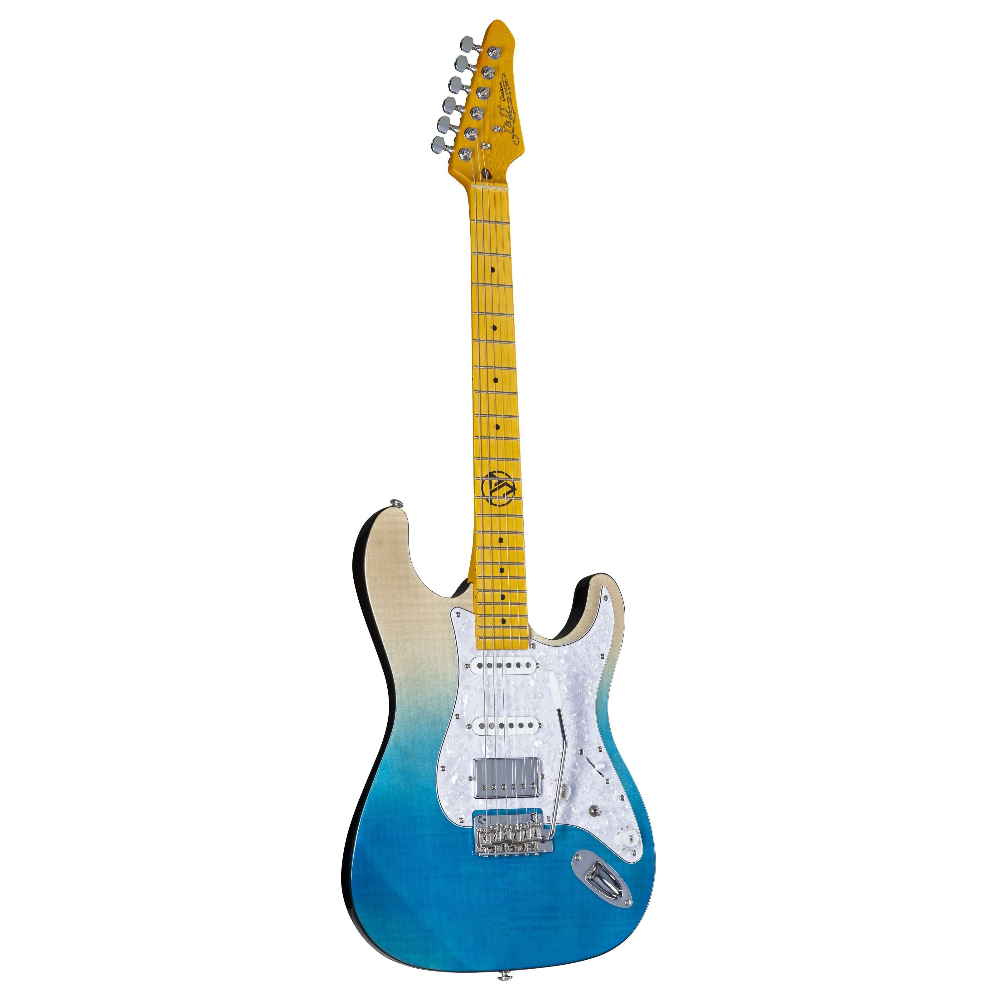 J & D Spielzeug-Musikinstrument, ST-Flame Blue Natural Fade - E-Gitarre