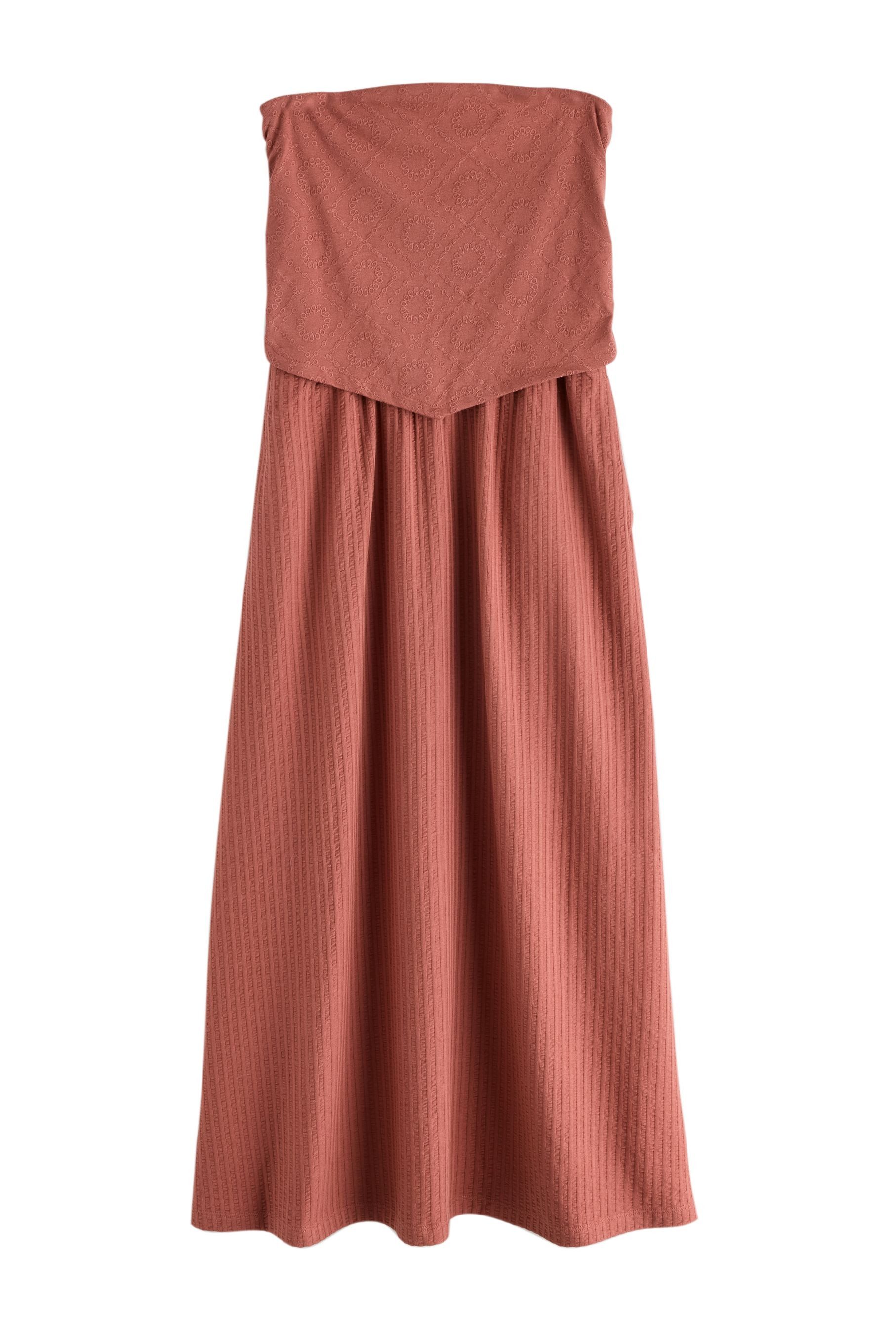 Next Midikleid Bandeau-Midikleid mit Zipfelsaum und Lochstickerei (1-tlg)