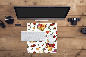 MuchoWow Gaming Mauspad Korb - Obst - Muster (1-St), Mousepad mit Rutschfester Unterseite, Gaming, 40x40 cm, XXL, Großes