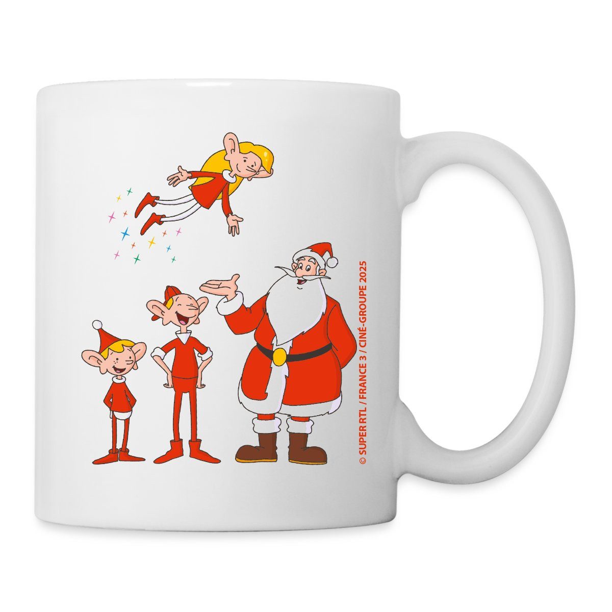 Spreadshirt Tasse Weihnachtsmann & Co. KG Weihnachtsmann Mit Elfen Tasse, Keramik