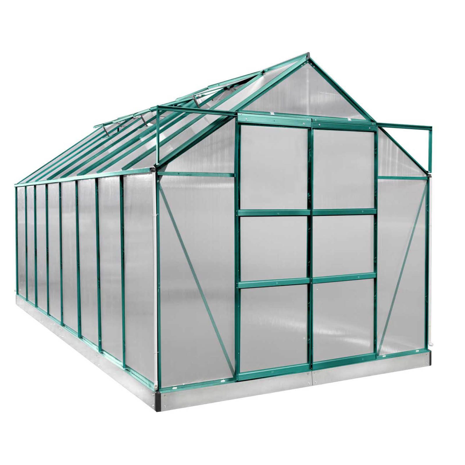 BRAST Gewächshaus ALU mit Fundament rostfrei 490x250x235cm TÜV geprüft, BxTxH: 250 x 490 x 235 cm, wetterfestes hochwertiges Aluminium, Temperaturbeständig, Wärmedämmend, Lichtbrechend & UV-stabilisiert