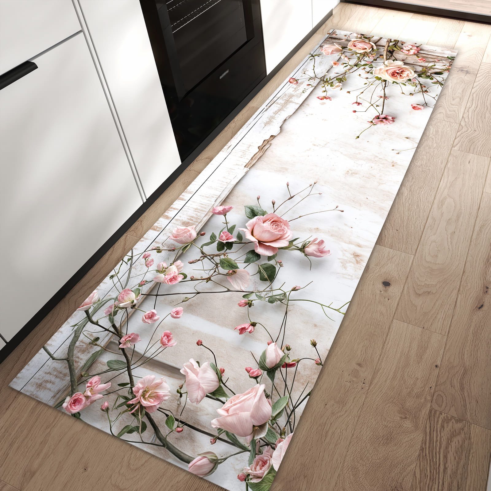 Primedeco Teppich Küchenteppich Rosenblüten Eleganz PVC rutschfest abwaschb günstig online kaufen