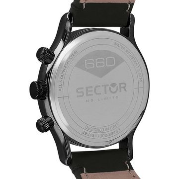 Sector Multifunktionsuhr Sector Herren Armbanduhr Multifunktion, (Multifunktionsuhr), Herren Armbanduhr rund, groß (ca. 45mm) Lederarmband schwarz, Fashion