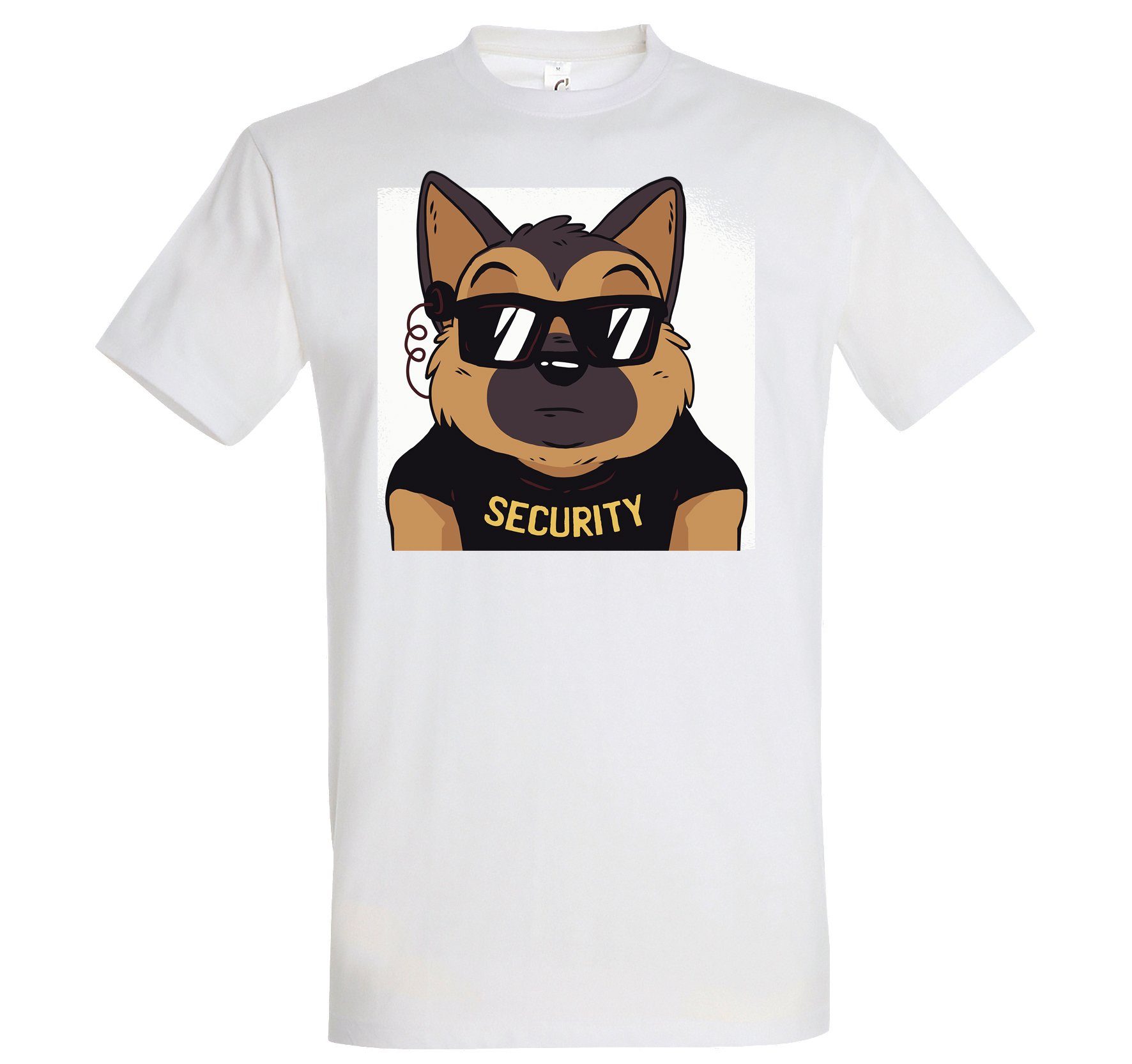 Herren Dog trendigem Frontprint Shirt Security T-Shirt mit Weiß Youth Designz