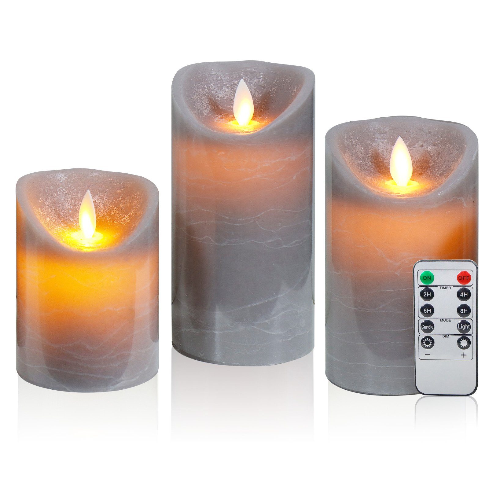 CCLIFE LED-Kerze LED Kerzen Echtwachs 3er Set mit Fernbedienung Timer Funkt günstig online kaufen