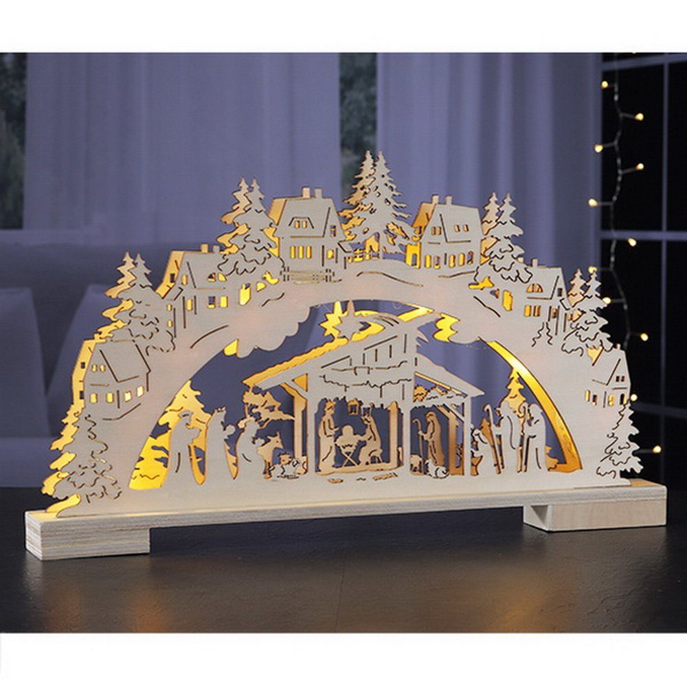 Haushalt International LED Schwibbogen Lichterbogen 9 warmweiße LEDs mit Timer